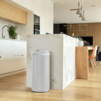 Poubelle de cuisine automatique 42L SOHO Blanc brillant en acier INOX avec cerclage