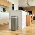 Automatic kitchen trash can 42L SOHO Matt Taupe in stainless steel with strapping