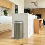 Automatic kitchen trash can 42L SOHO Matt Taupe in stainless steel with strapping