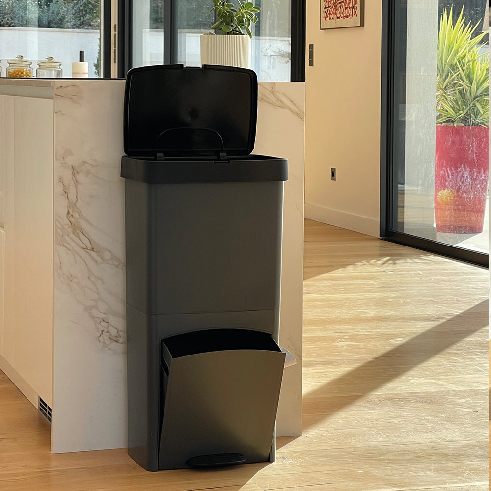 Poubelle De Tri Pédale Picea - 70L - 3Bacs - Gris