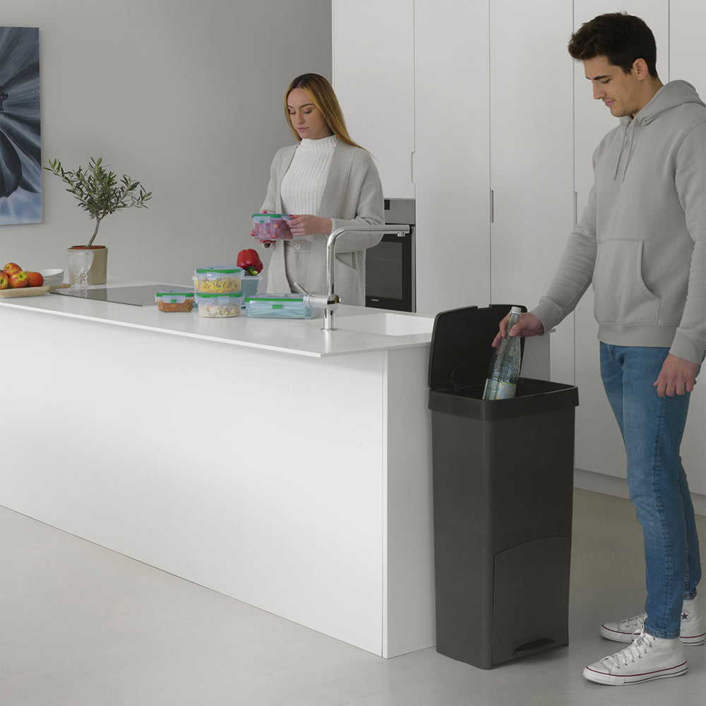 Poubelle De Tri Pédale Picea - 70L - 3Bacs - Gris