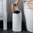 Narrow push bathroom trash can 10L ALDO Wood color with bucket