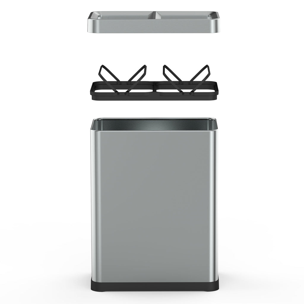 Poubelle De Tri Open Top Inox Tallin - 2X30L - Argent