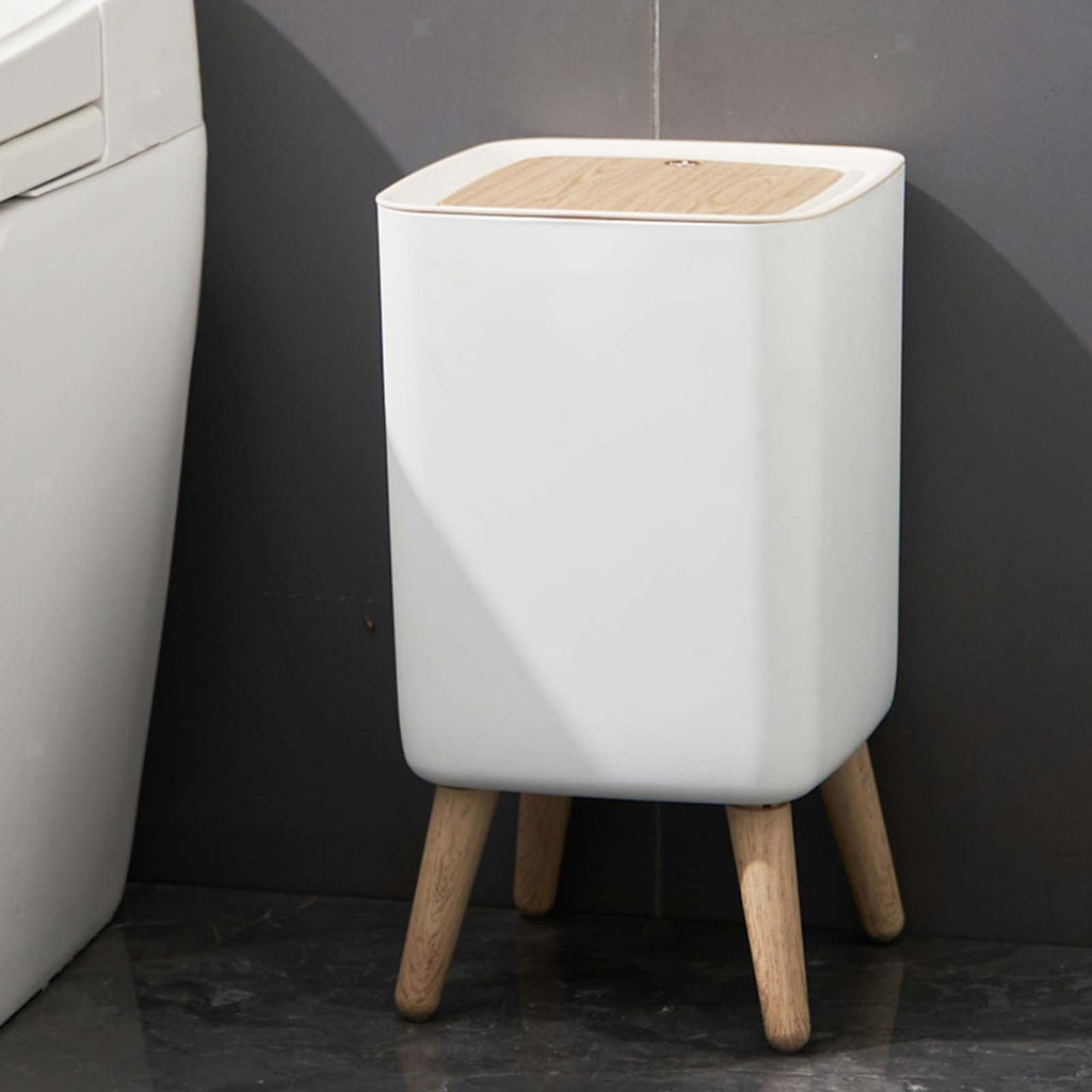 Poubelle De Salle De Bain Push Malmo - 10L - Bois