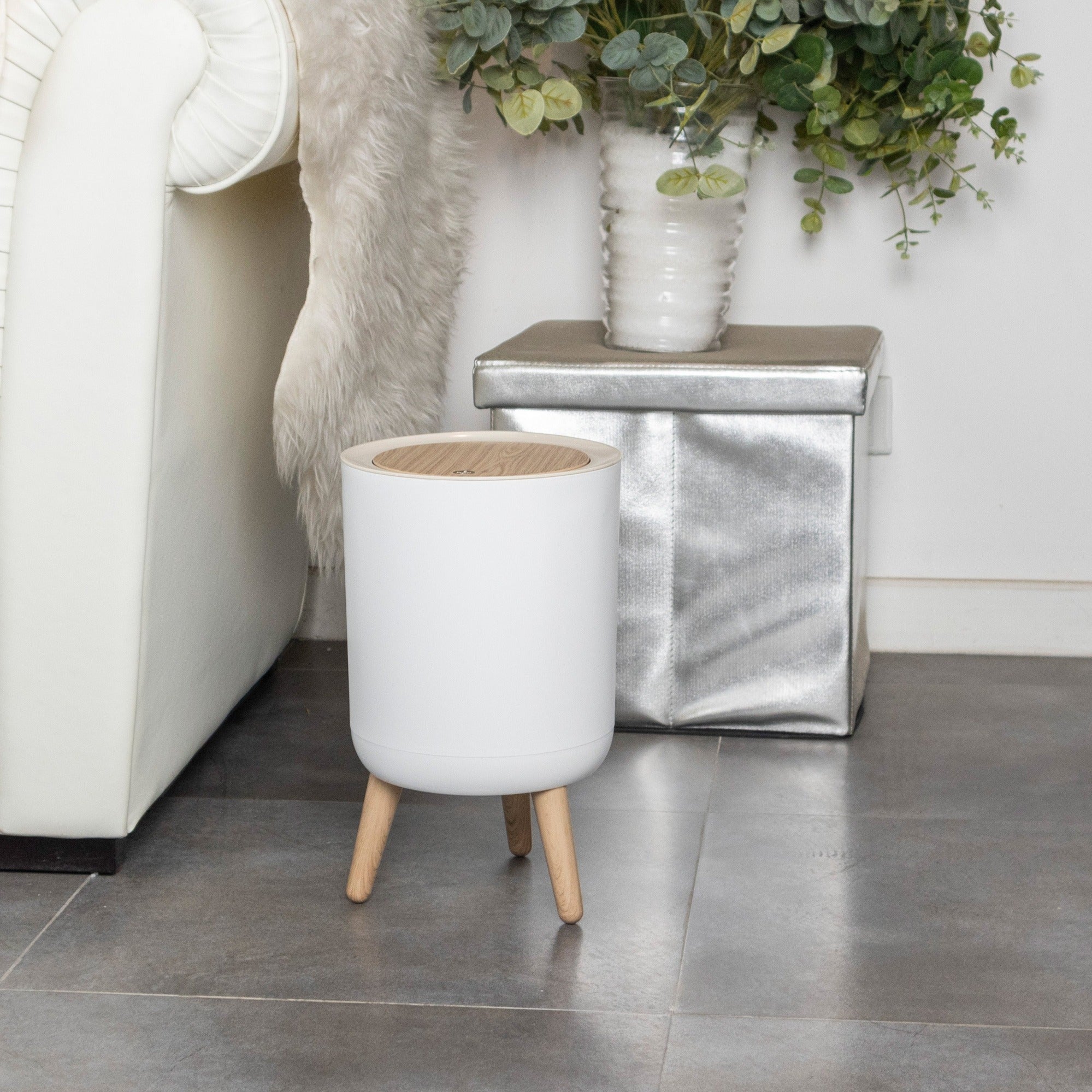 Poubelle De Salle De Bain Push Malmo - 7L - Bois