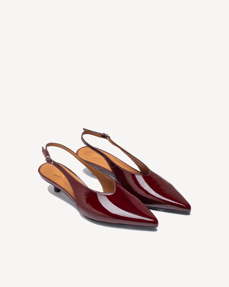 Bailarina Slingback Tacón Kitten Burdeos