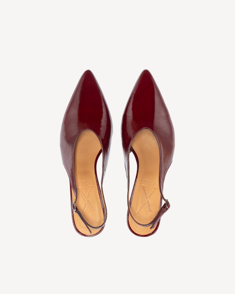 Bailarina Slingback Tacón Kitten Burdeos