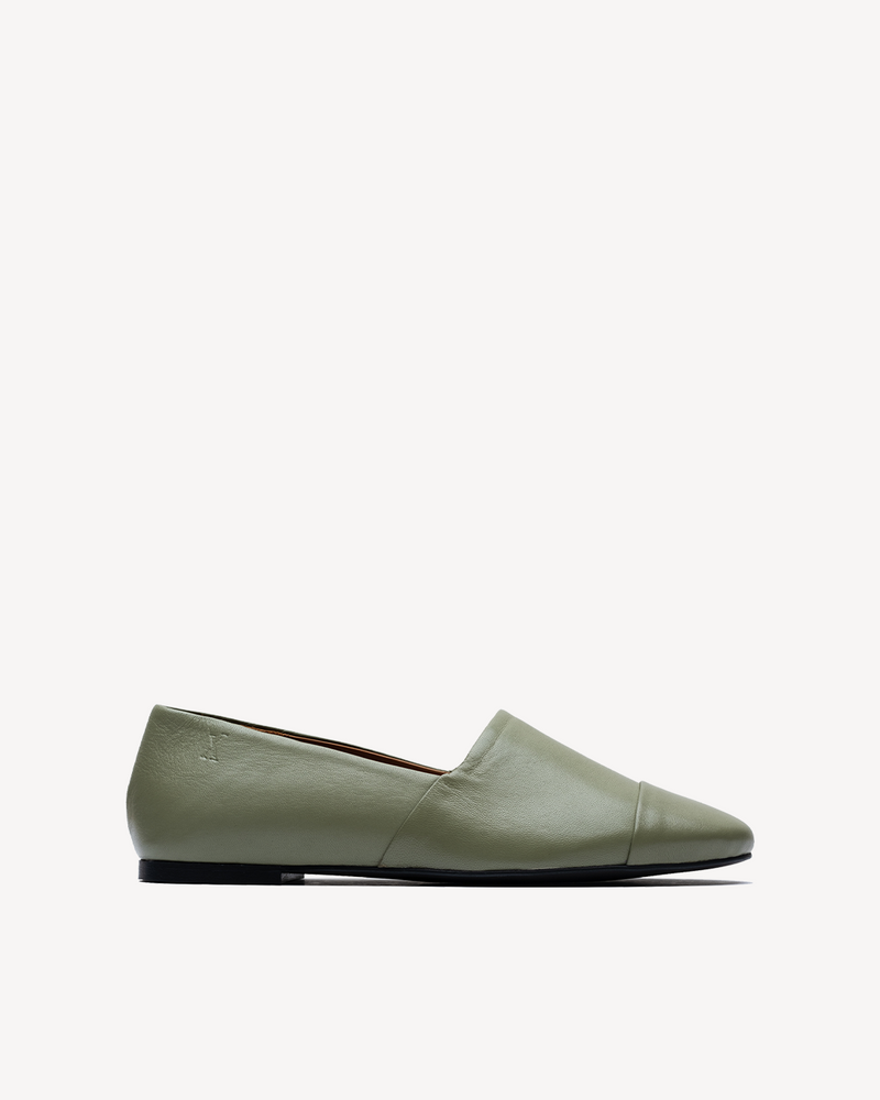 Slip-On de cuero caqui