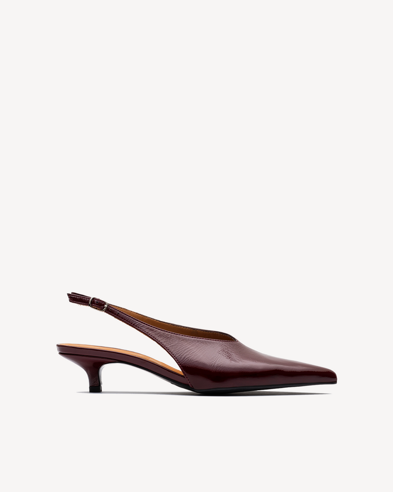 Bailarina Slingback Tacón Kitten Burdeos