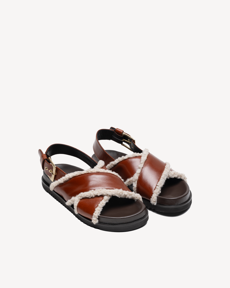 Sandalia Cruzada Pelo Camel