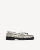 Penny Chunky Loafer Croco White Moccasin