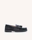 Penny Chunky Loafer Croco Black Moccasin