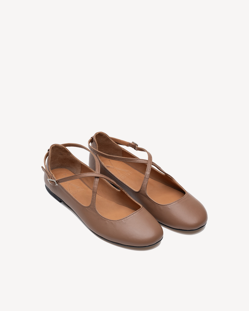 Lottie Bailarina Cruzada Camel Marrón