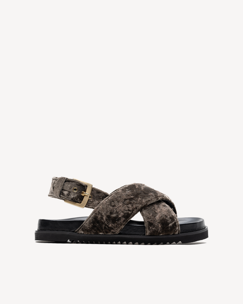 Bloom Crossed Sandal Taupe Gray