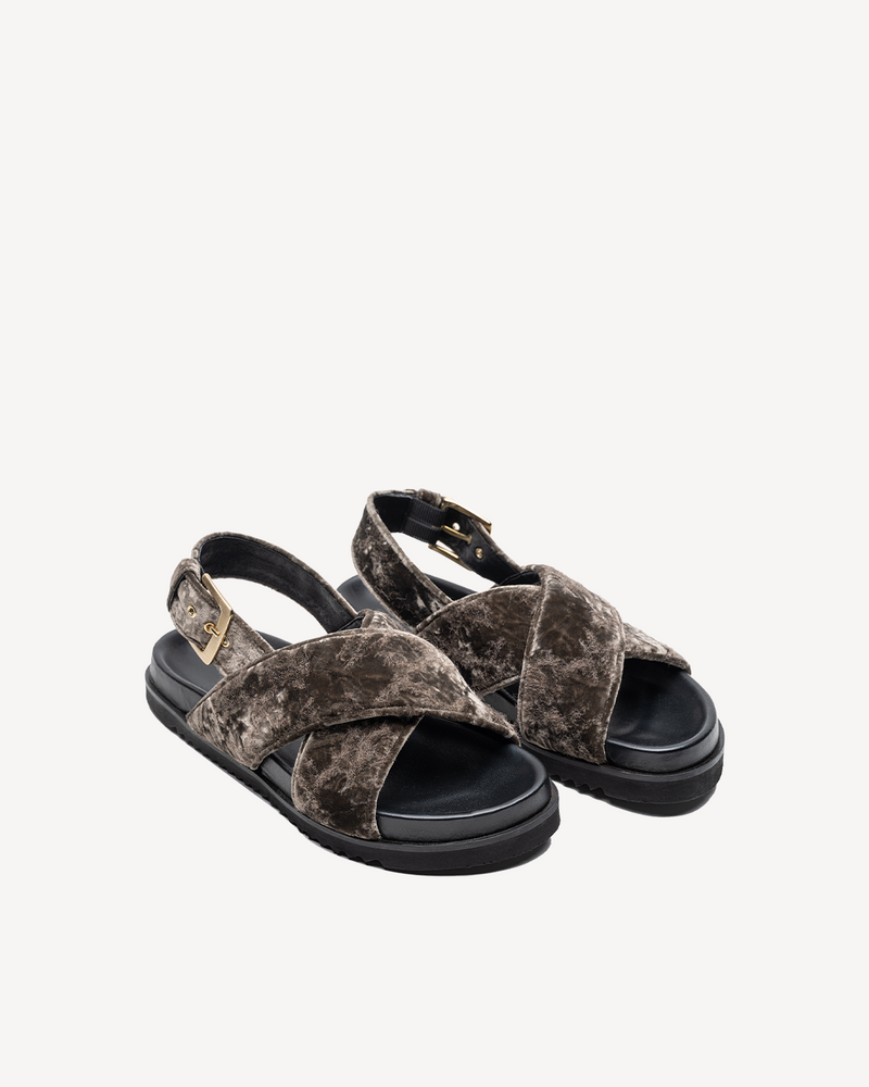 Bloom Crossed Sandal Taupe Gray