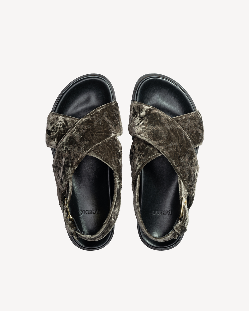 Bloom Crossed Sandal Taupe Gray