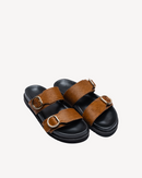 Sandalia Camel con Doble Hebilla