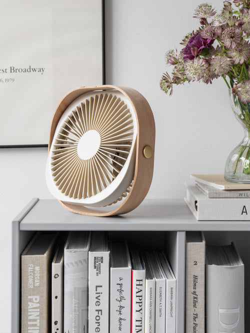 Fantástico ventilador de mesa de madera - Beige