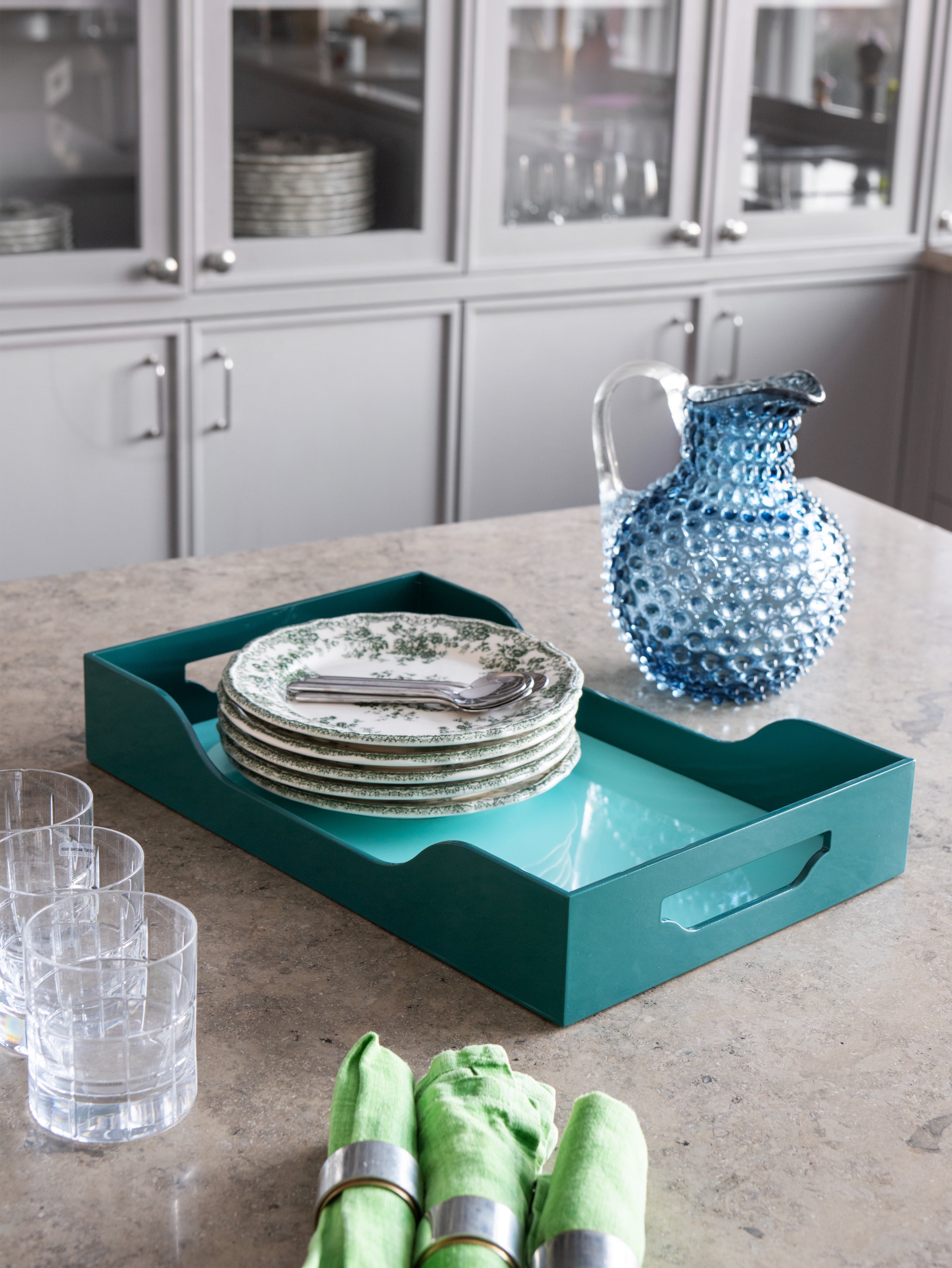 Plateau Laqué Printworks L - Turquoise/Vert