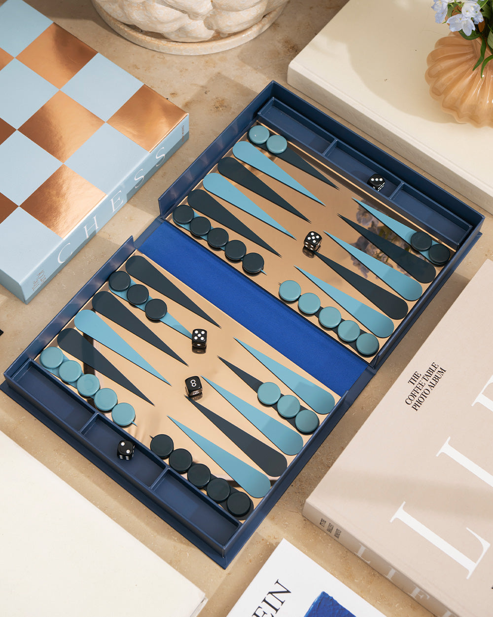 Art Of Backgammon Mirror - Dark Blue/Copper