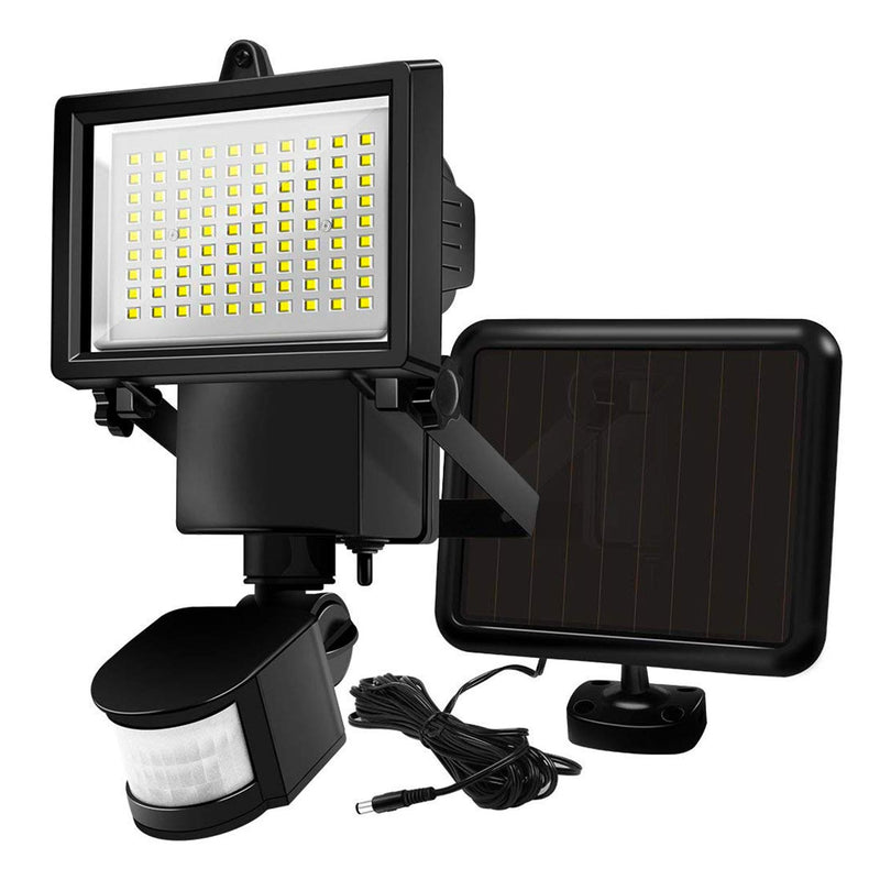 Foco solar negro iluminación potente panel solar remoto LED blanco COOPER BLACK H22cm con detector de movimiento orientable - REDDECO.com