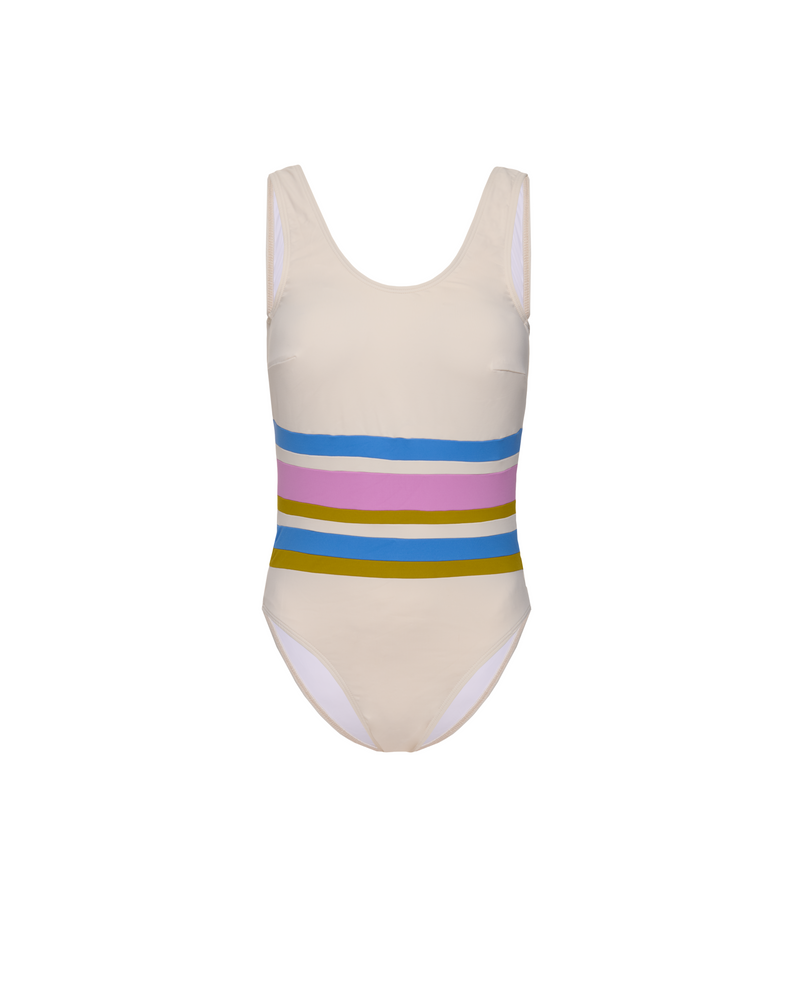 Maillot 1 Pièce Samba - Écru/Rayures