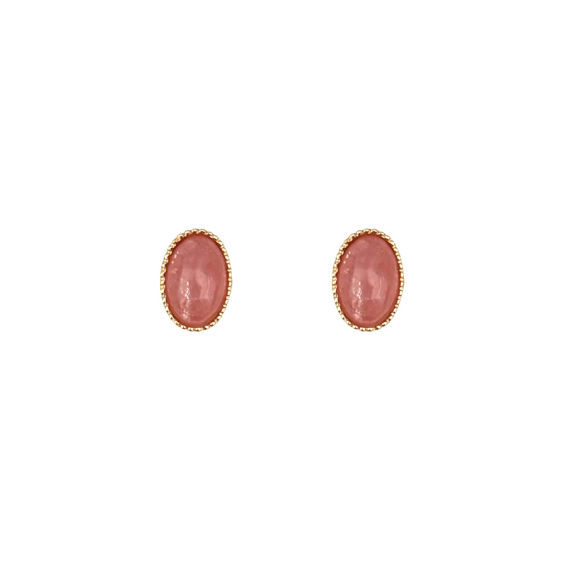 Oval Gemstones - Rhodochrosite - Gold