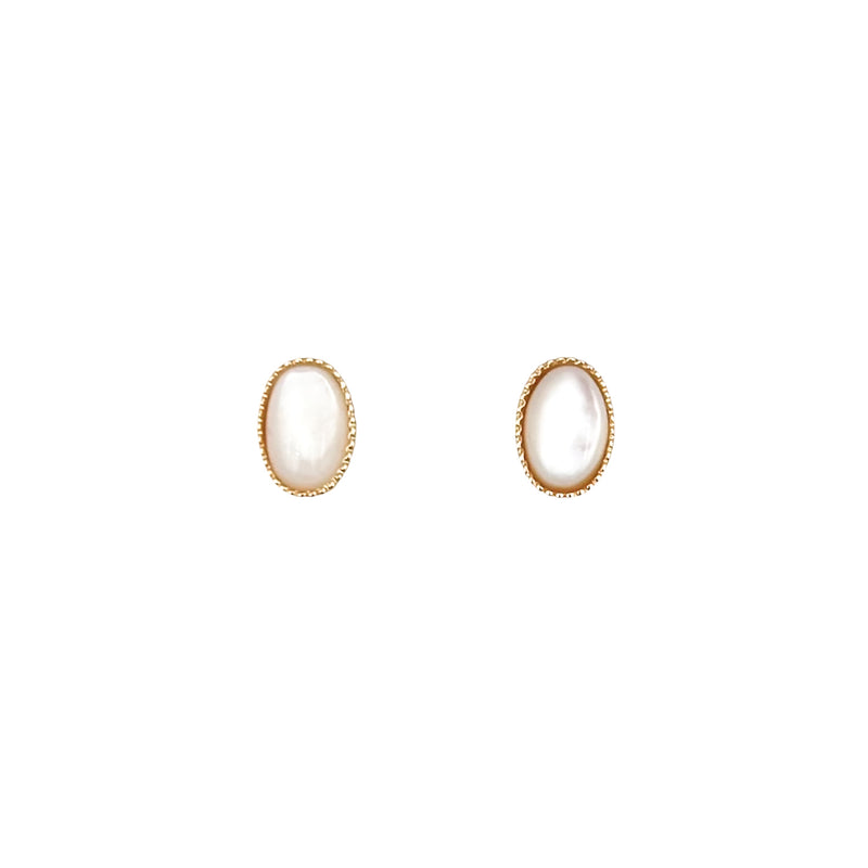 Oval Gemstones - White Mother-of-Pearl - Gold