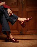 Escarpins Soline - Cuir Plissé Verni Bordeaux