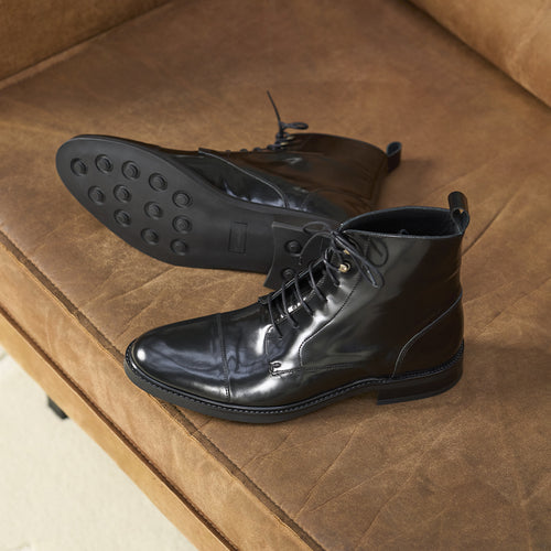 Combat Boots L'Homme Inconscient Cuir Noir Vernis