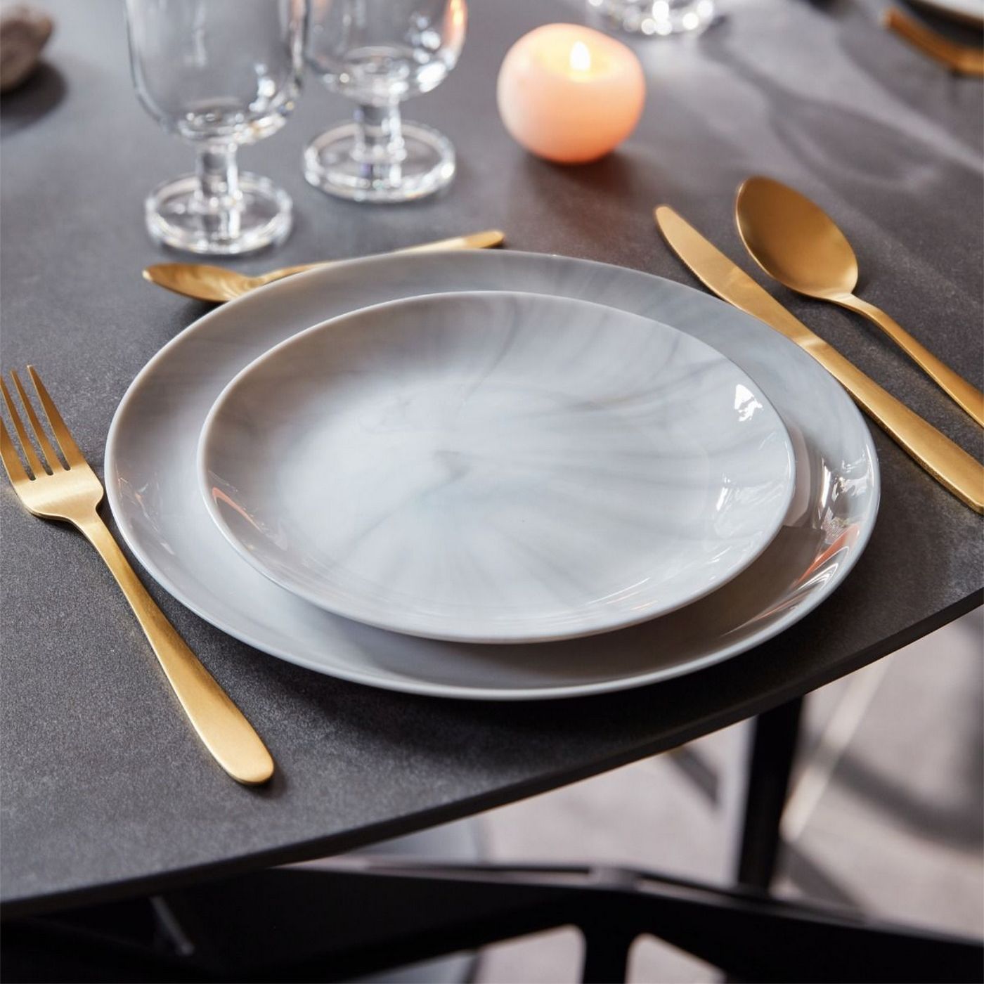 Diwali - 6 Platos De Postre Marble - Gris - 19 cm - Luminarc