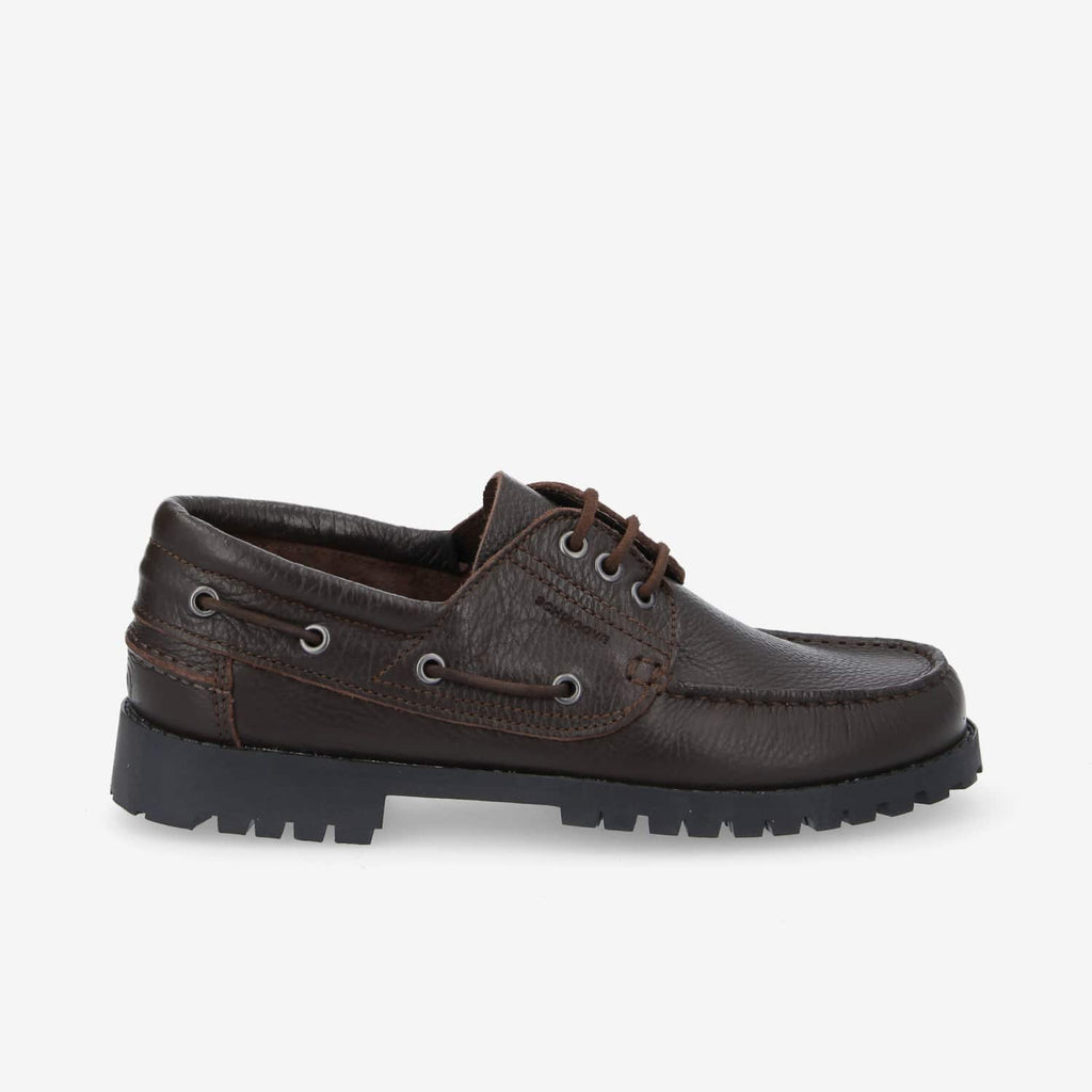 Newquay Boat M - Grained Leather - Dark Brown