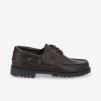 Newquay Boat M - Grained Leather - Dark Brown