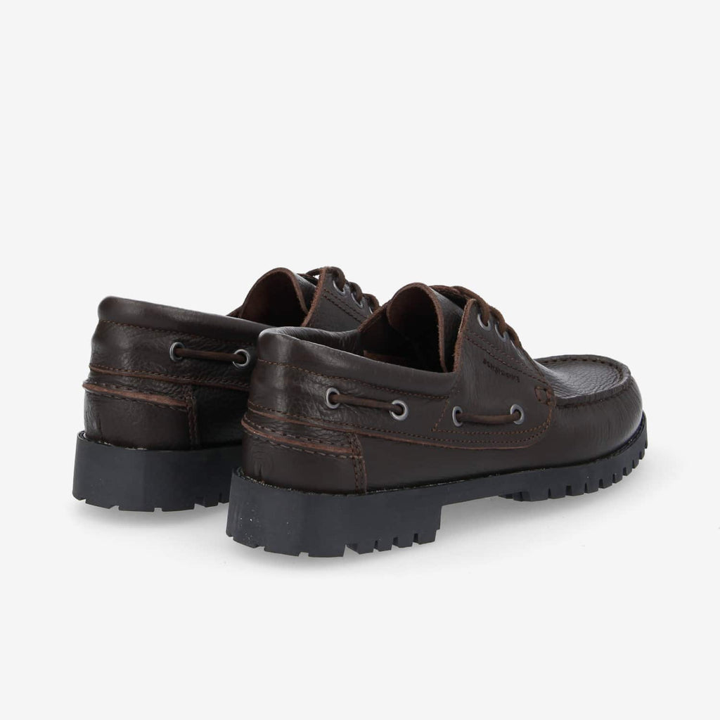 Newquay Boat M - Grained Leather - Dark Brown