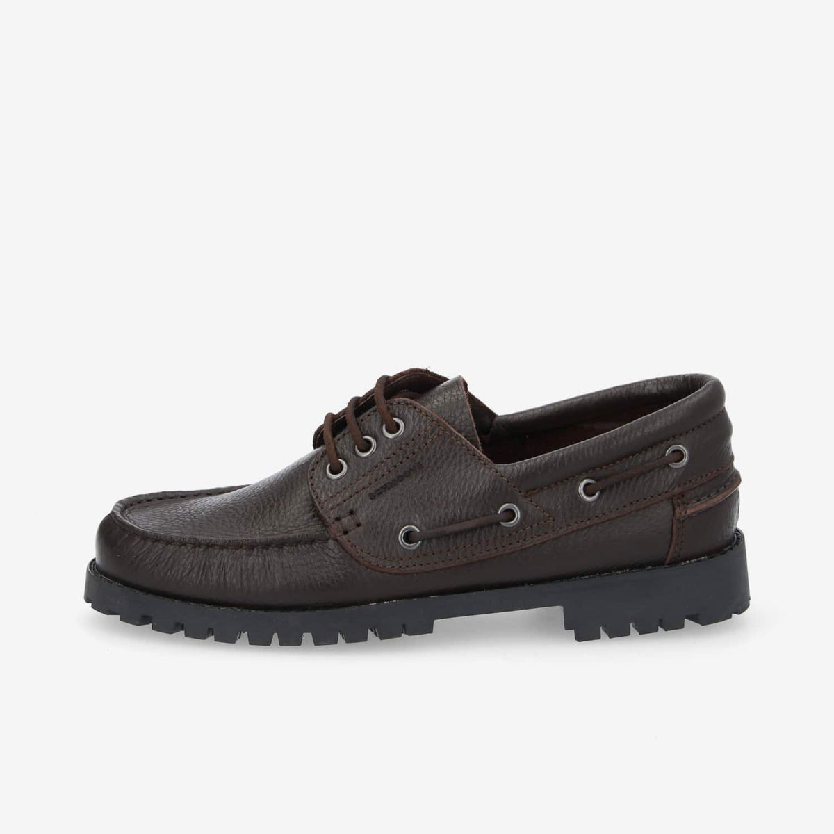Newquay Boat M - Grained Leather - Dark Brown