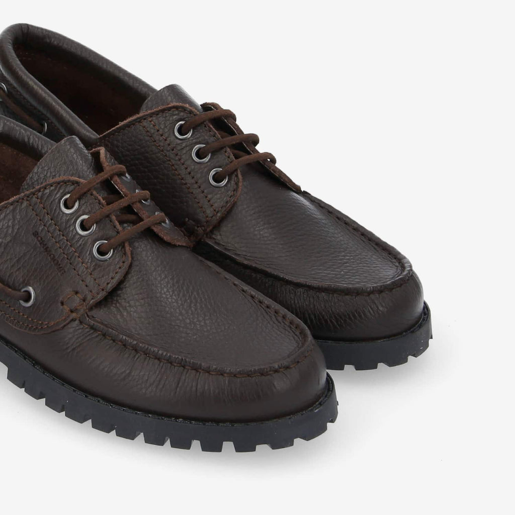 Newquay Boat M - Grained Leather - Dark Brown