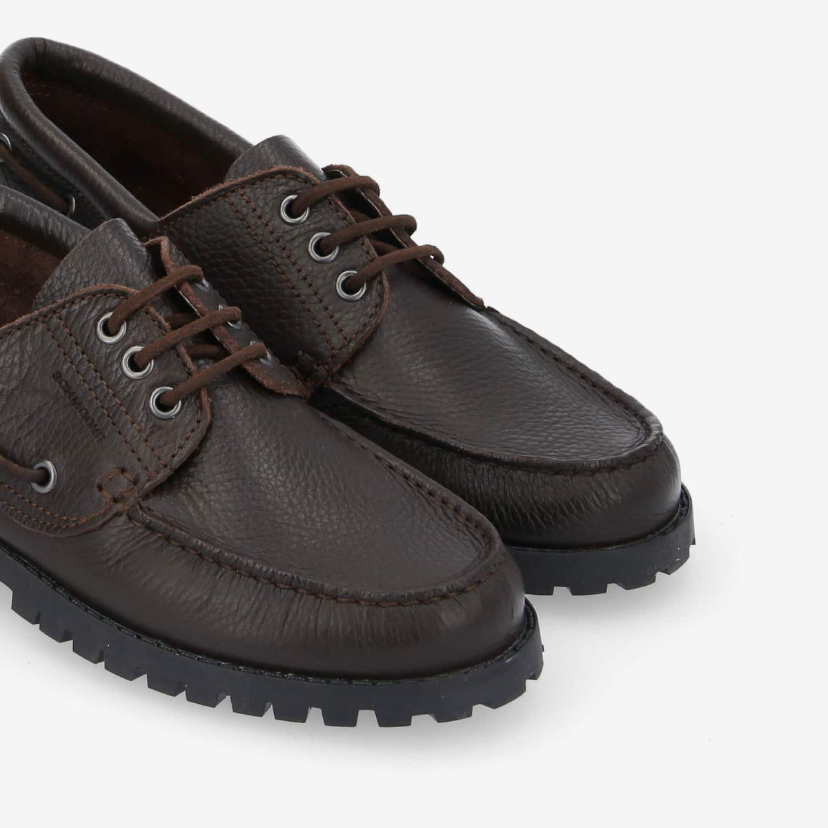 Newquay Boat M - Grained Leather - Dark Brown