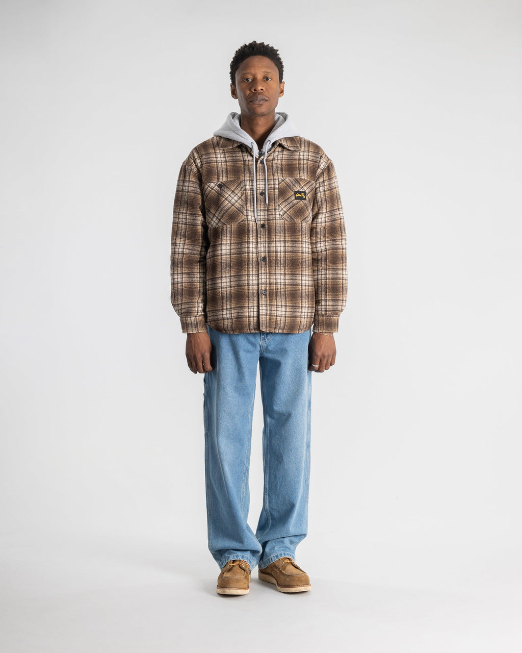 Sobrecamisa acolchada a cuadros - Marrón