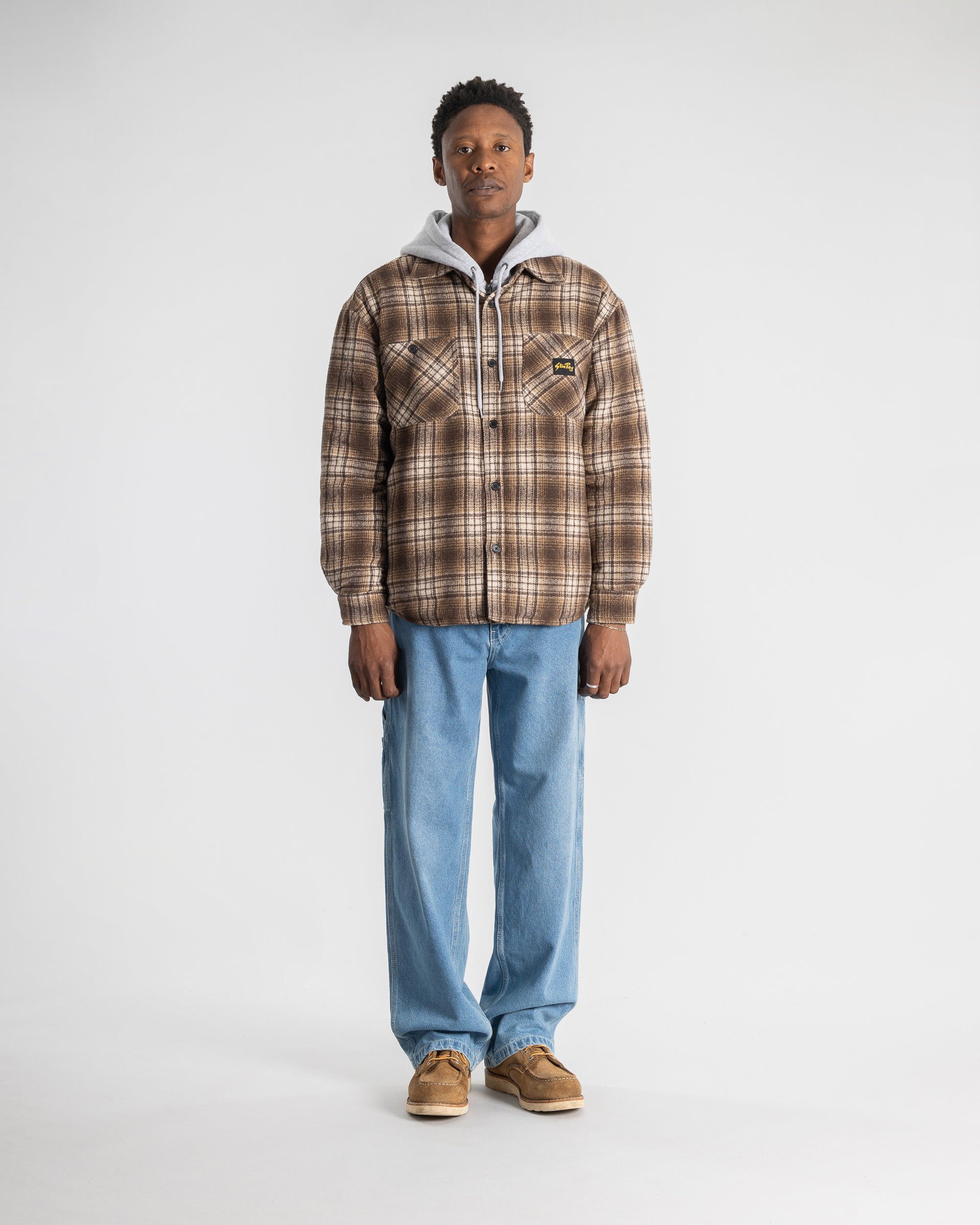 Sobrecamisa acolchada a cuadros - Marrón