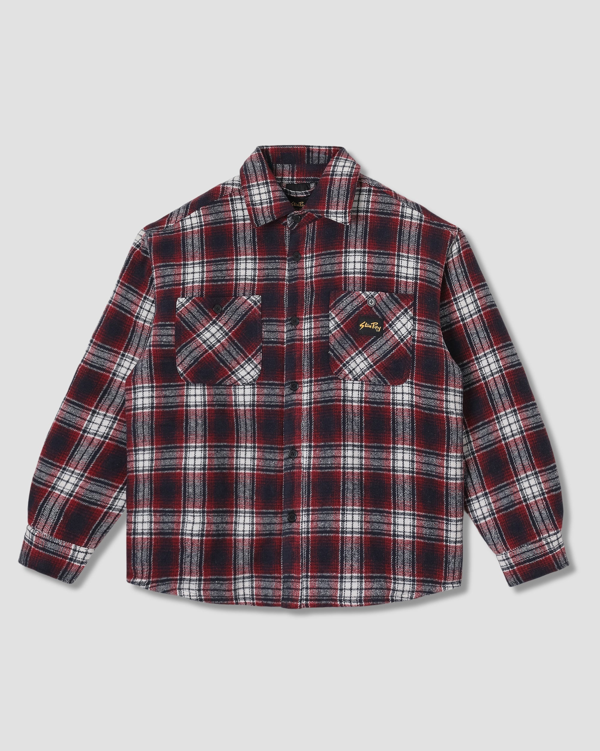 Quilted Plaid Overshirt - Red