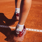Striped Organic Cotton Tennis Ankle Socks - Natural Sand