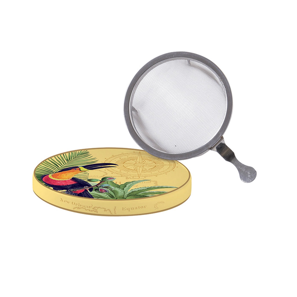 Exotic Paradise - Mug Avec Couvercle Et Infuseur Métal - Porcelaine Fine - Multicolore