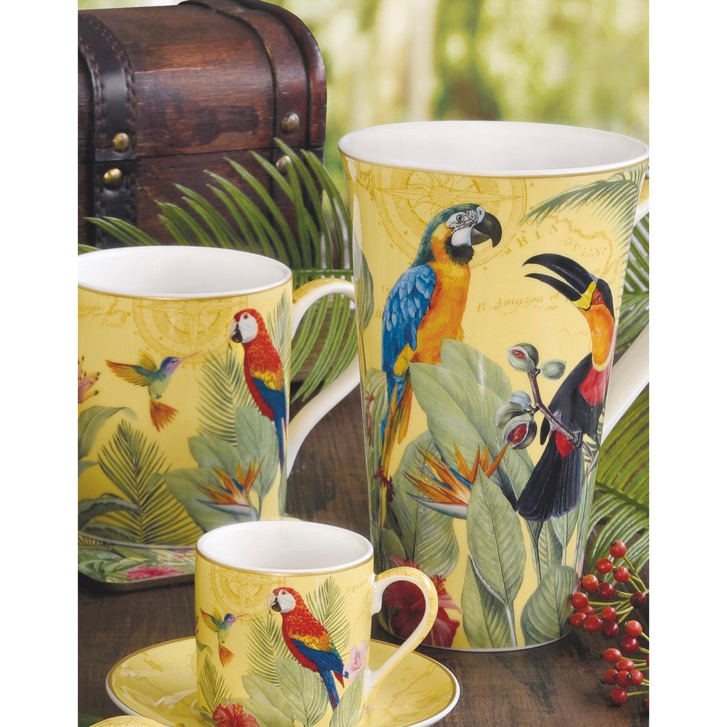 Exotic Paradise - Mug Avec Couvercle Et Infuseur Métal - Porcelaine Fine - Multicolore