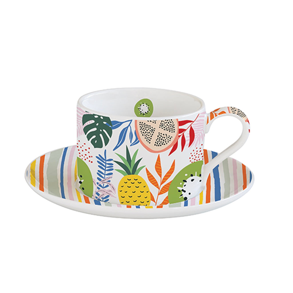 Tutti Frutti - Set De 2 Tasses Avec Soucoupes - Porcelaine - Multicolore