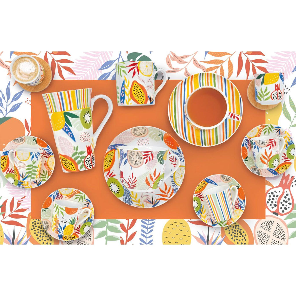 Tutti Frutti - Set De 2 Tasses Avec Soucoupes - Porcelaine - Multicolore