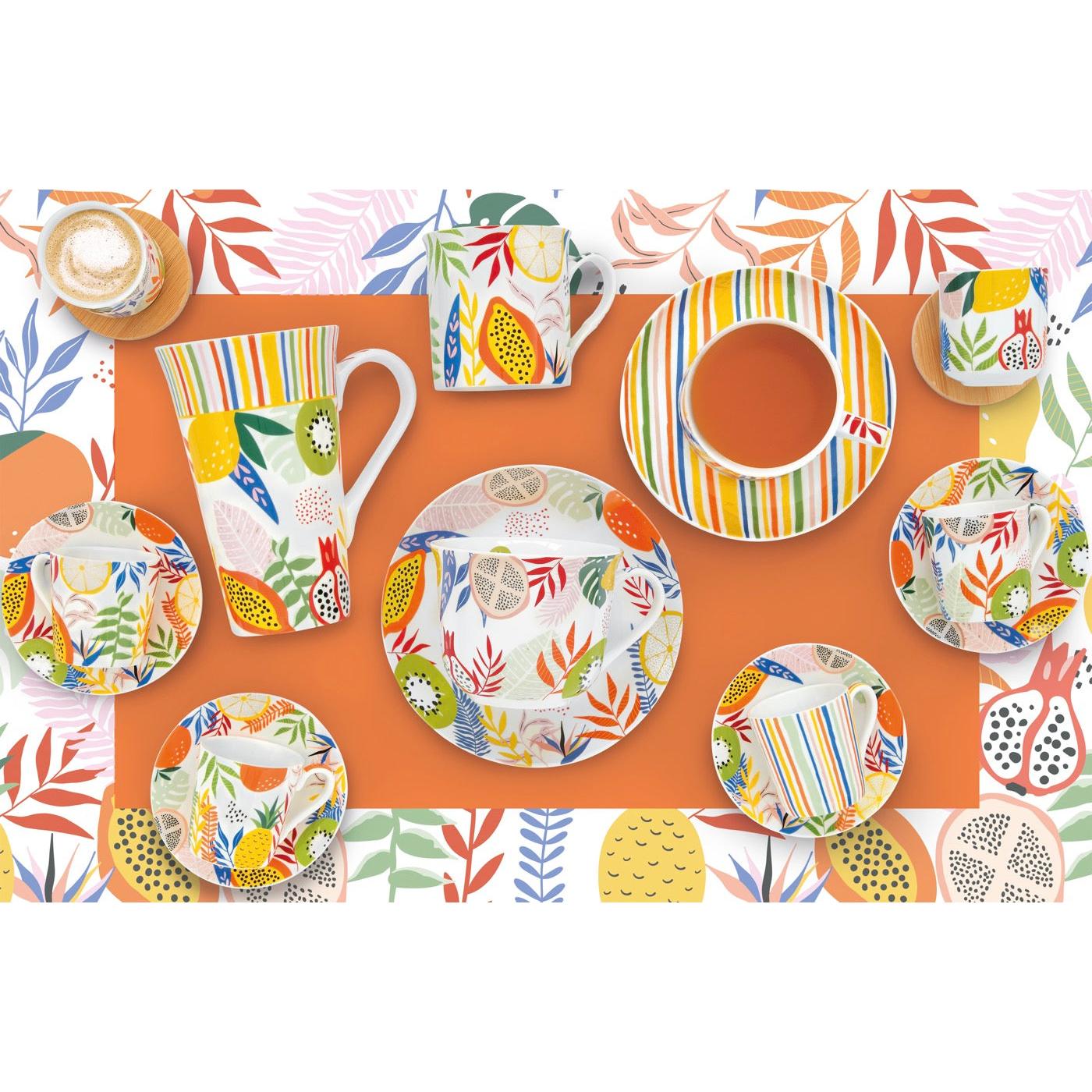Tutti Frutti - Set De 2 Tasses Avec Soucoupes - Porcelaine - Multicolore