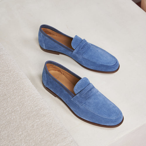 Mocassins L'Embellie Daim Bleu Azur