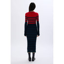 Robe - Raye Bleu/Rouge - Femme