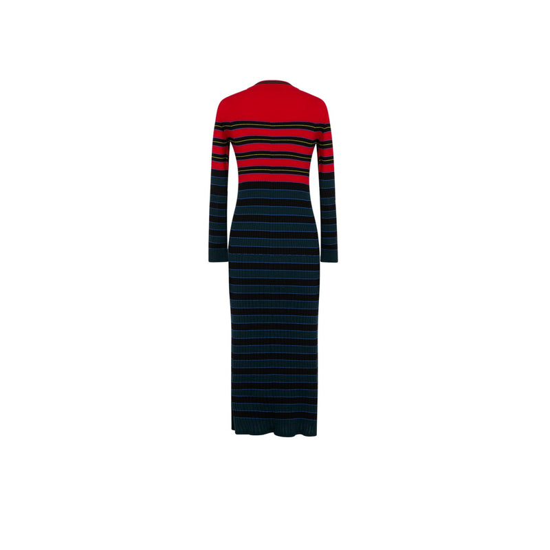 Robe - Raye Bleu/Rouge - Femme