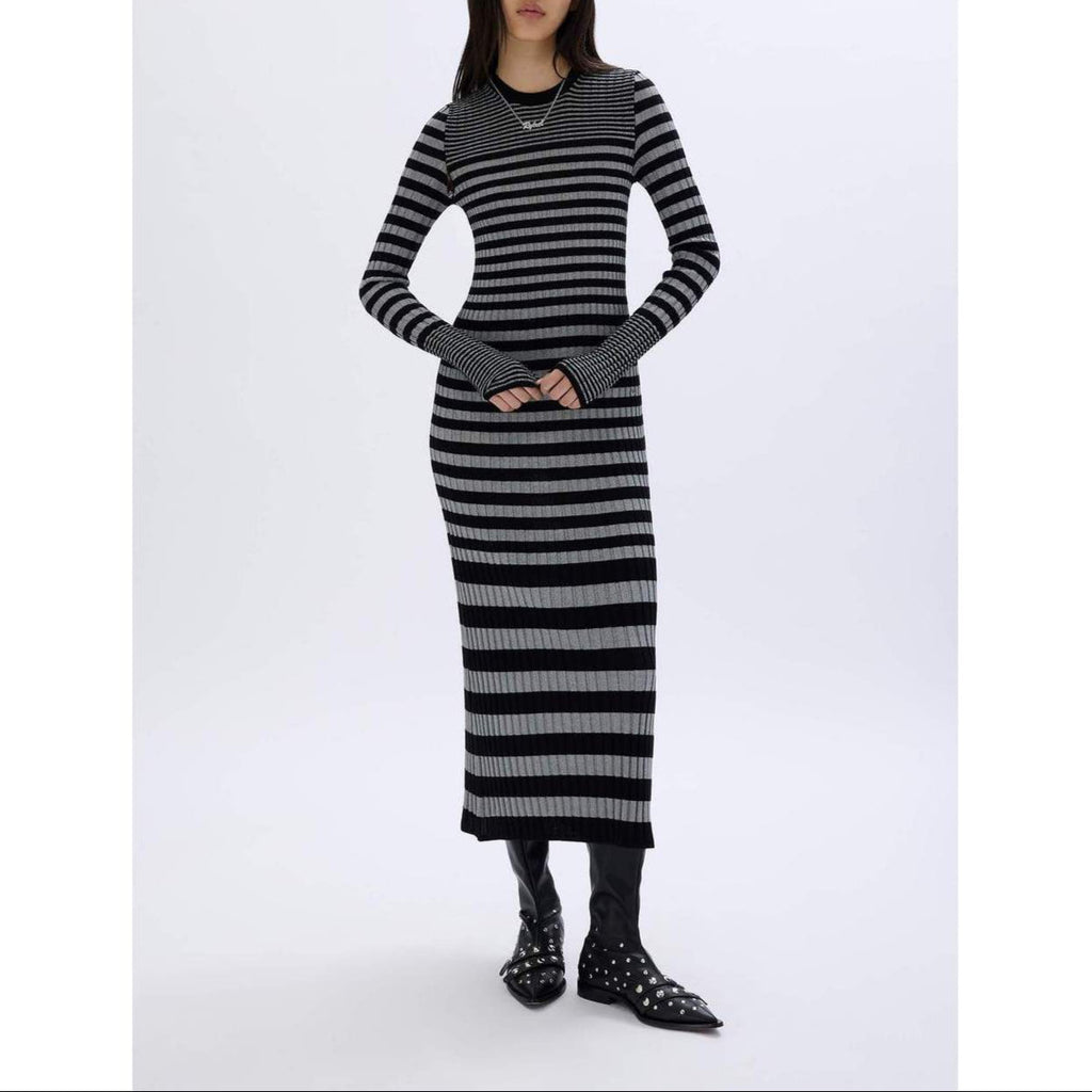 Vestido - Rayas Negro/Plata - Mujer
